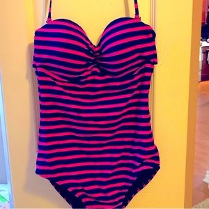 One piece pink/blue striped Swimsuit